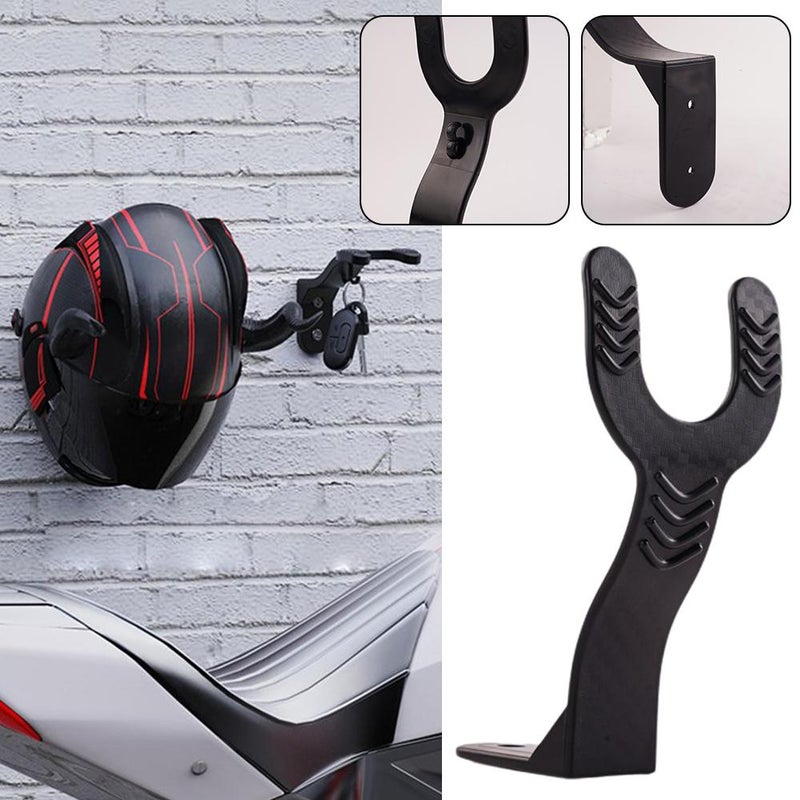 Motorbike Helmet Holder, Mounted Motorcycle Helmet Stand with Hook, Durable Plastic Holder, for Safety Helmets, Hats, Key Storage - Image 2